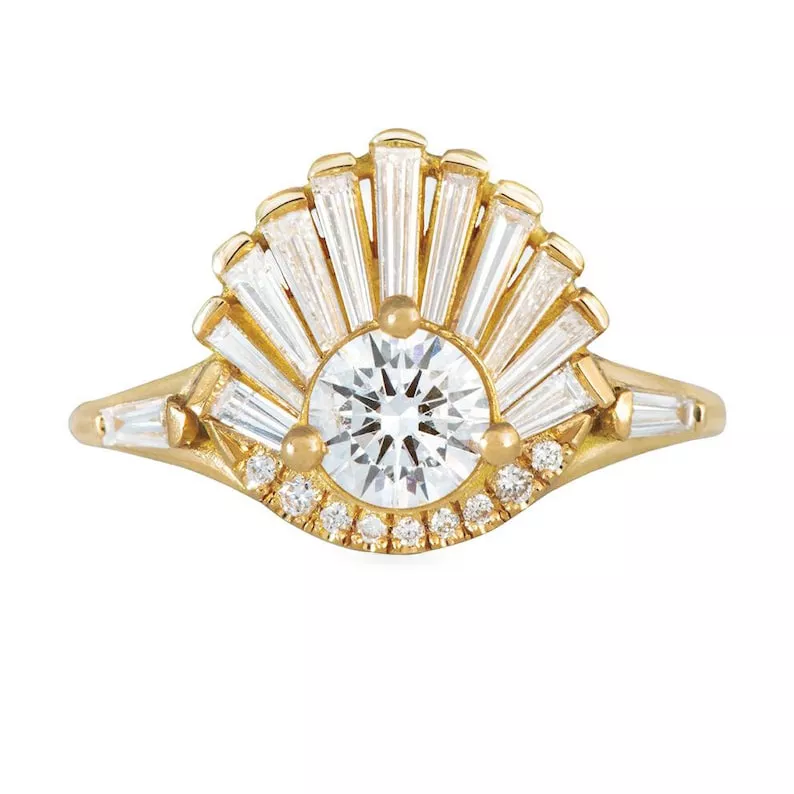 vintage style art deco diamond engagement ring
