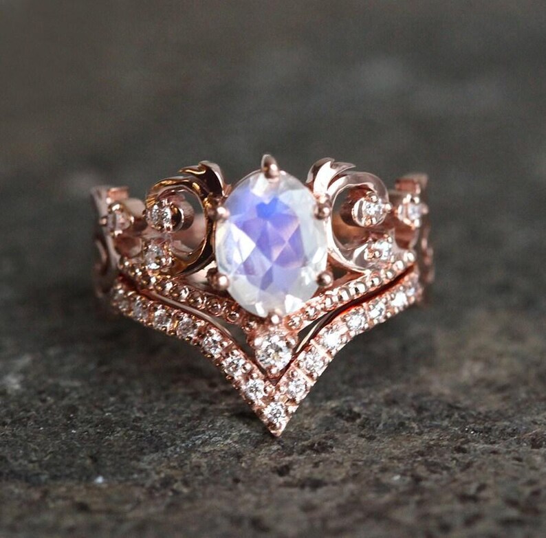 vintage style moonstone marquise engagement ring