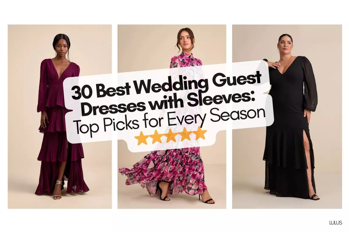 Wedding guest dresses with sleeves for fall, winter, spring, and summer weddings – stylish and modest options for every season
