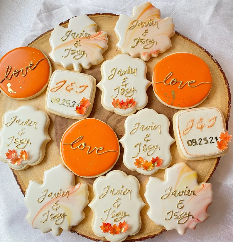 maple cookie favors for a fall wedding