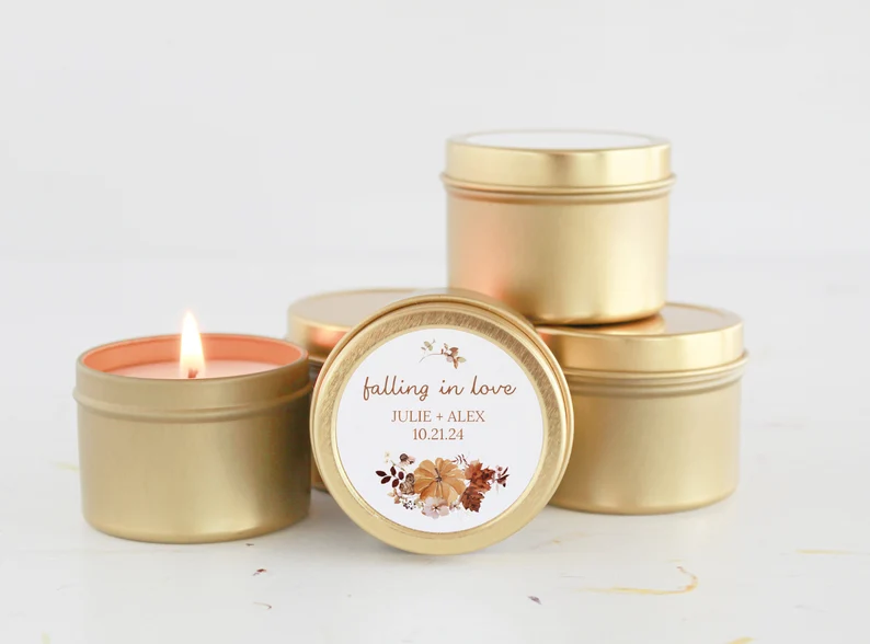 fall-scented candle wedding favors