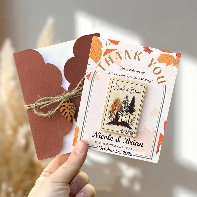wedding magnet favors with fall motif