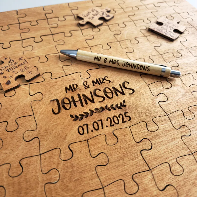 wooden puzzle wedding guest book alternative