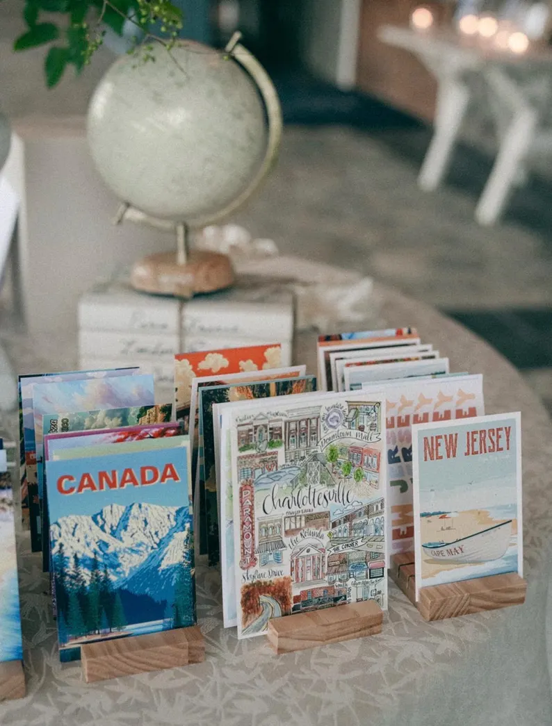 travel postcard guest book idea
