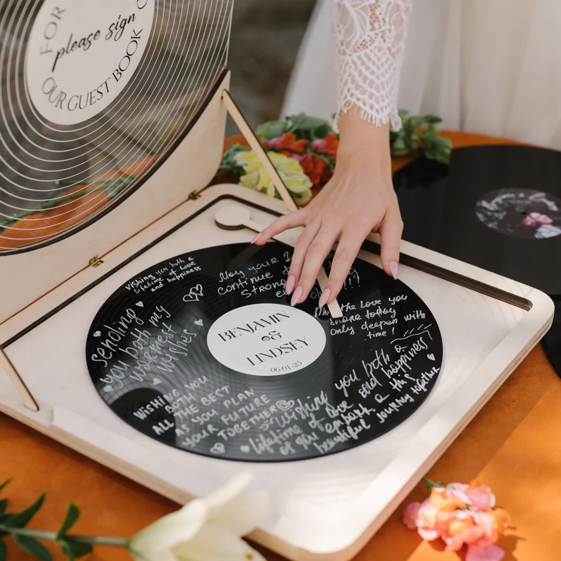 vinyl record guest book labor day wedding sales 2026