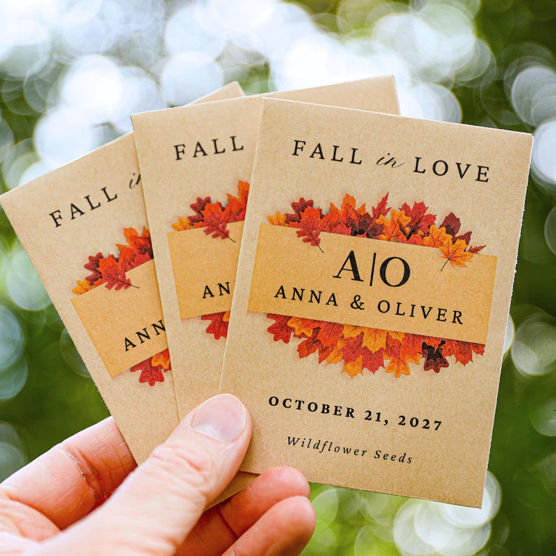 wildflower seed packet favors for a fall wedding