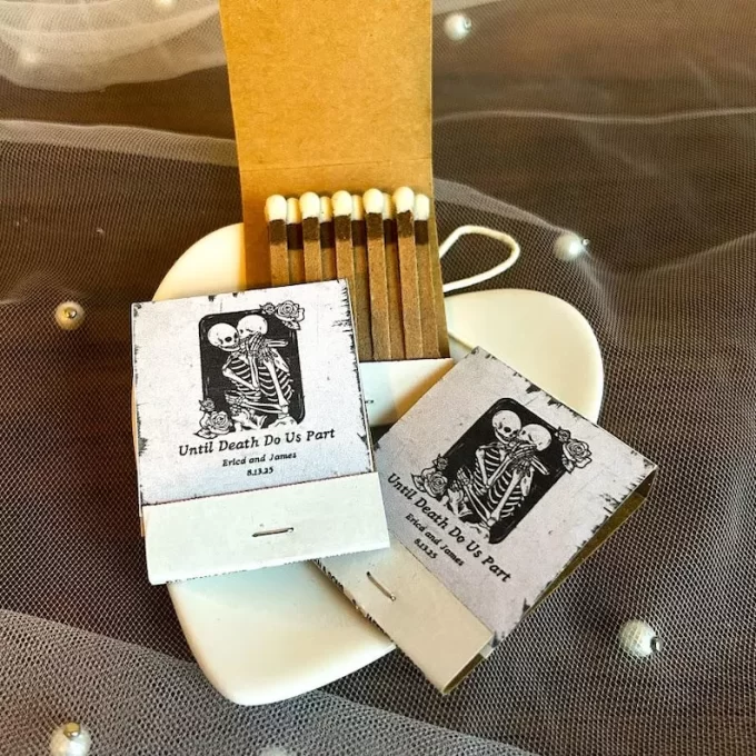 Til Death match books - Halloween wedding favors