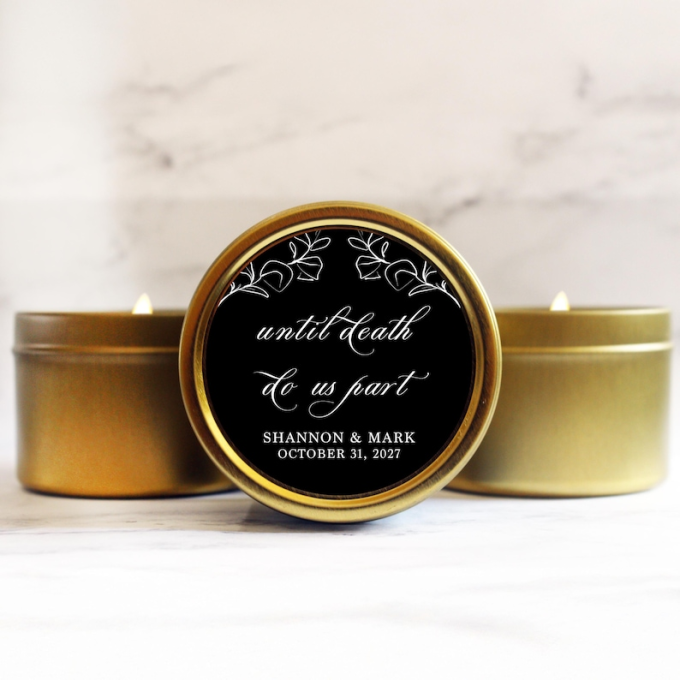 Halloween wedding favor candles