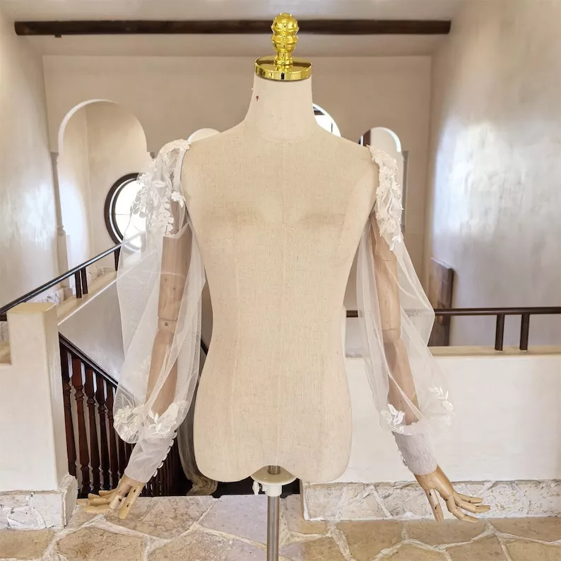 detachable puff sleeves for a wedding dress