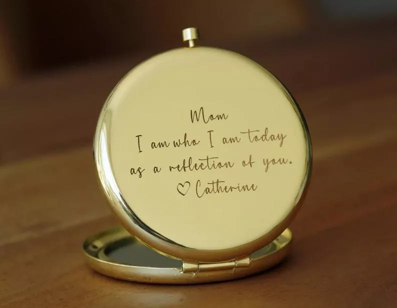 engraved pocket mirror for mother of the bride
