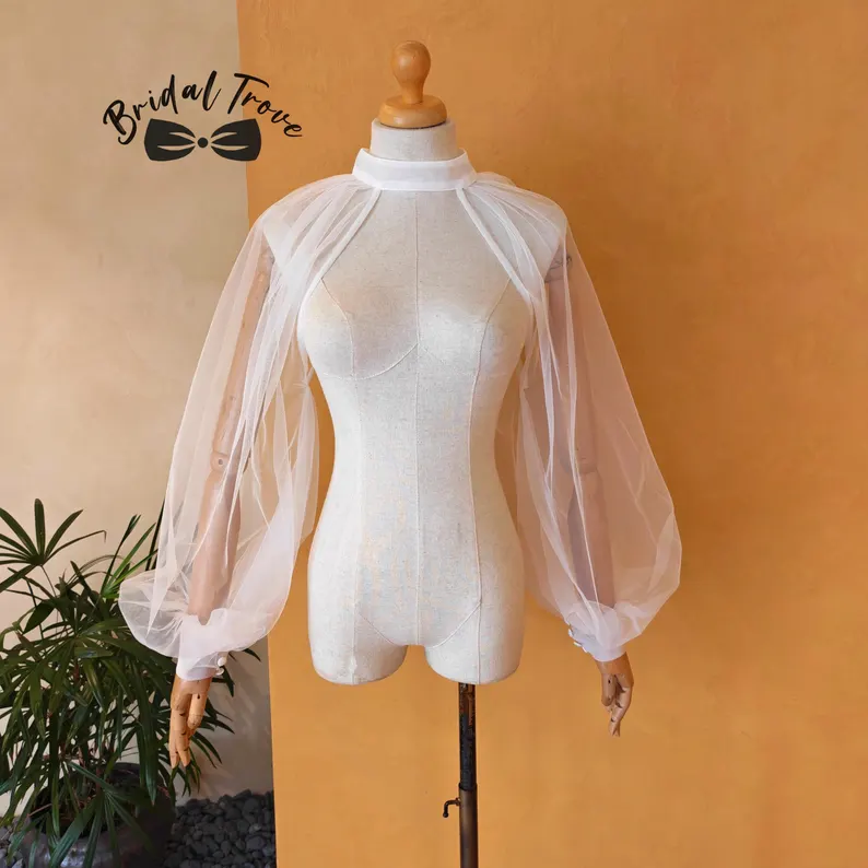 sheer illusion sleeves for a wedding dress