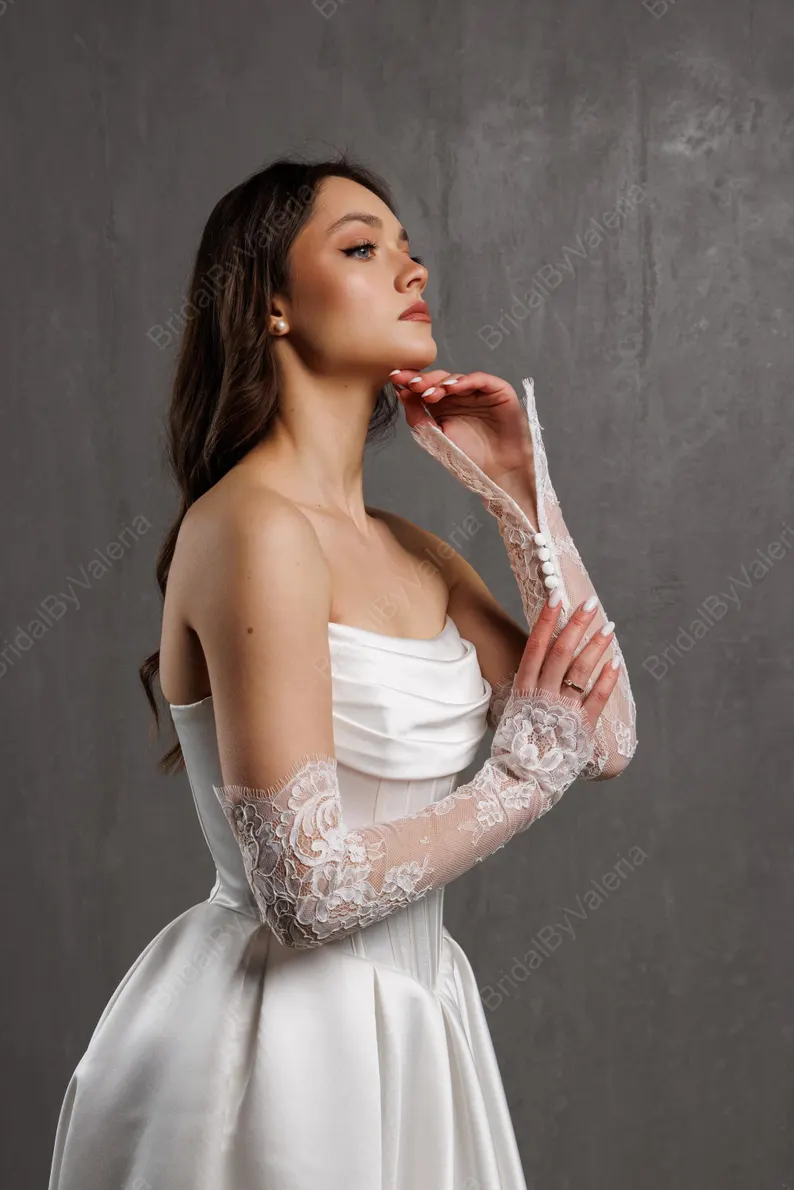 lace detachable wedding dress sleeves