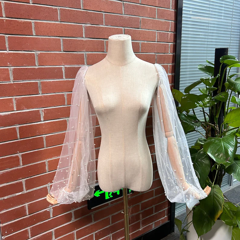 pearl embellished detachable wedding dress sleeves