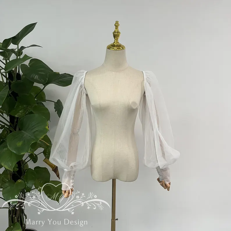 detachable tulle sleeves for a wedding dress