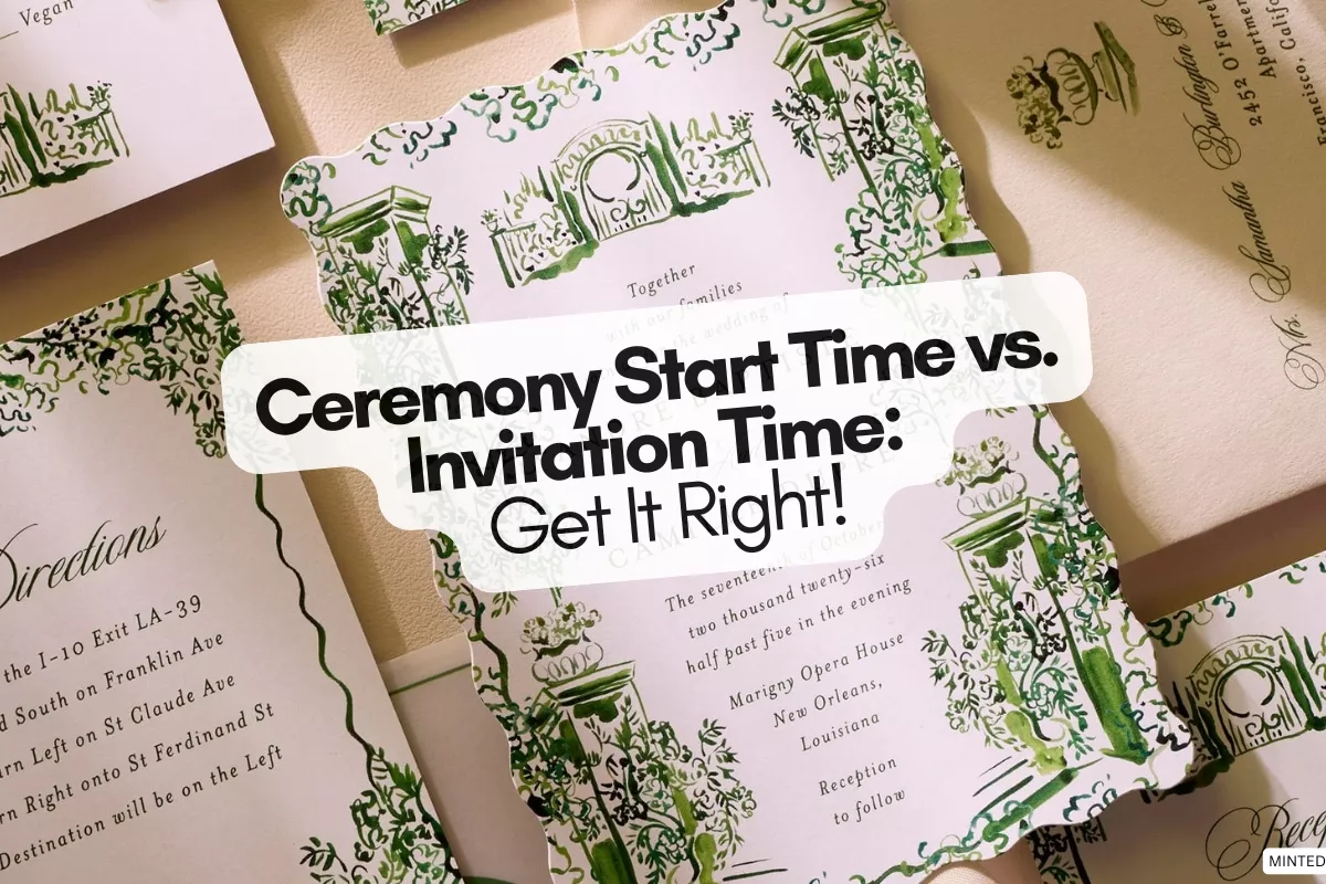 wedding invitation start time example showing proper ceremony start time etiquette