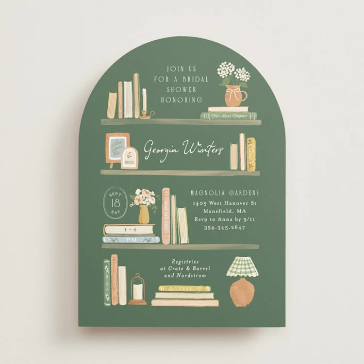 Inspiring bridal shower literary style book themed invitations