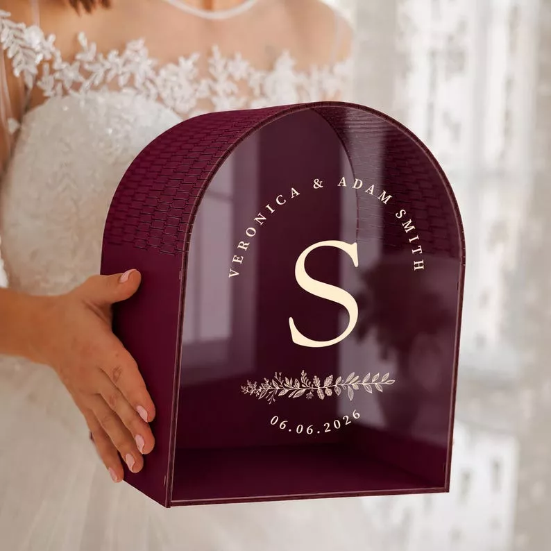 monogrammed wedding card box with personalized initials