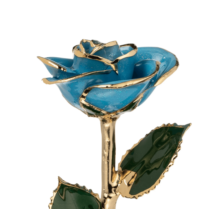 blue rose that is dipped in gold