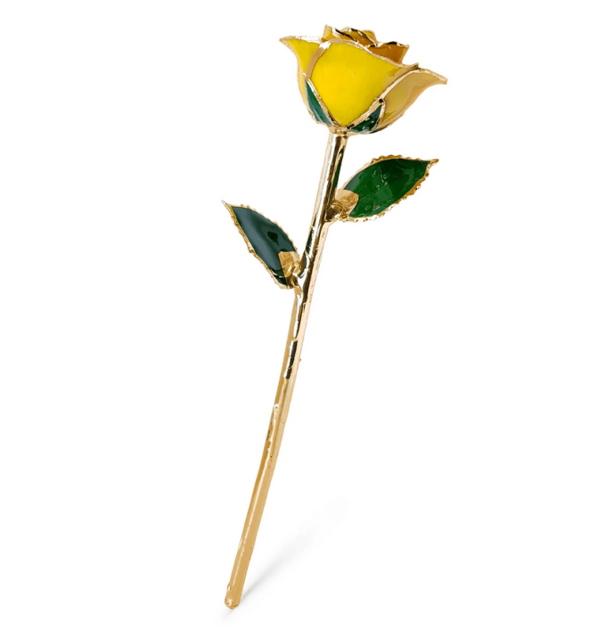 long yellow stem gold dipped rose