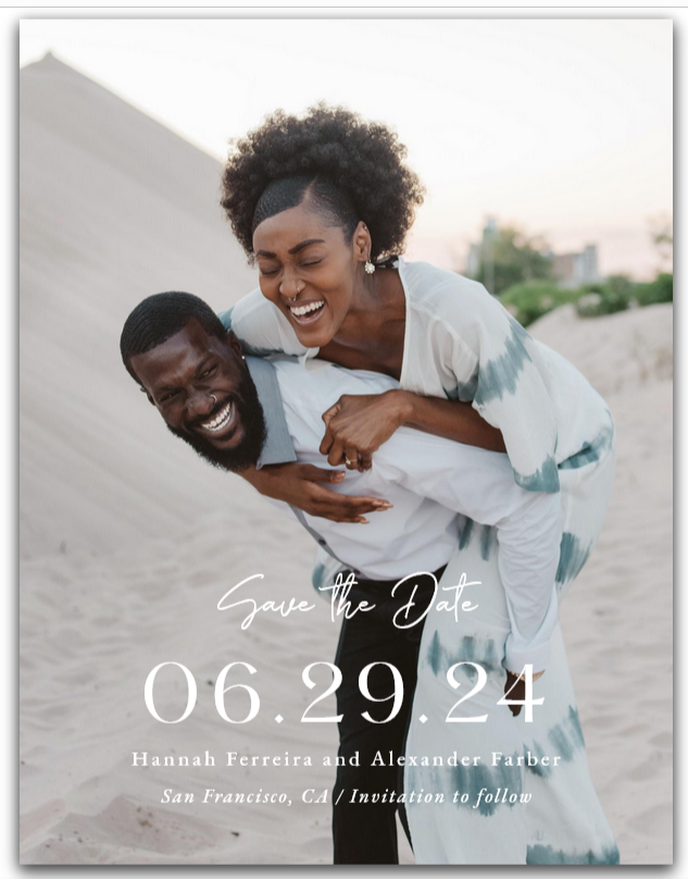 digital save the date card couple smiling
