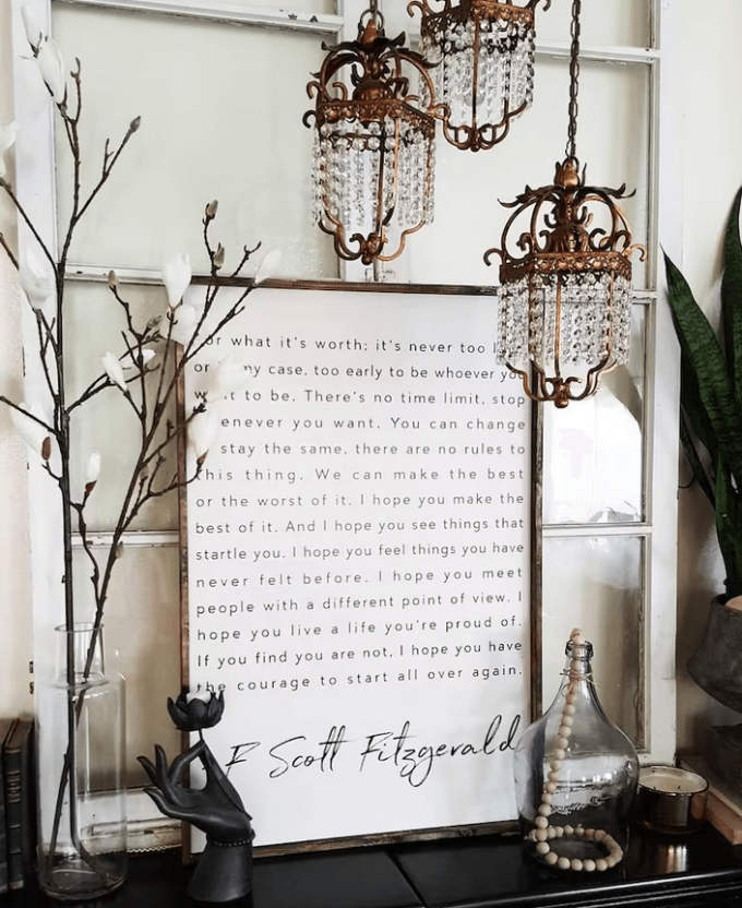 f. scott fitzgerald for what its worth wall art sign - best wood sign gifts