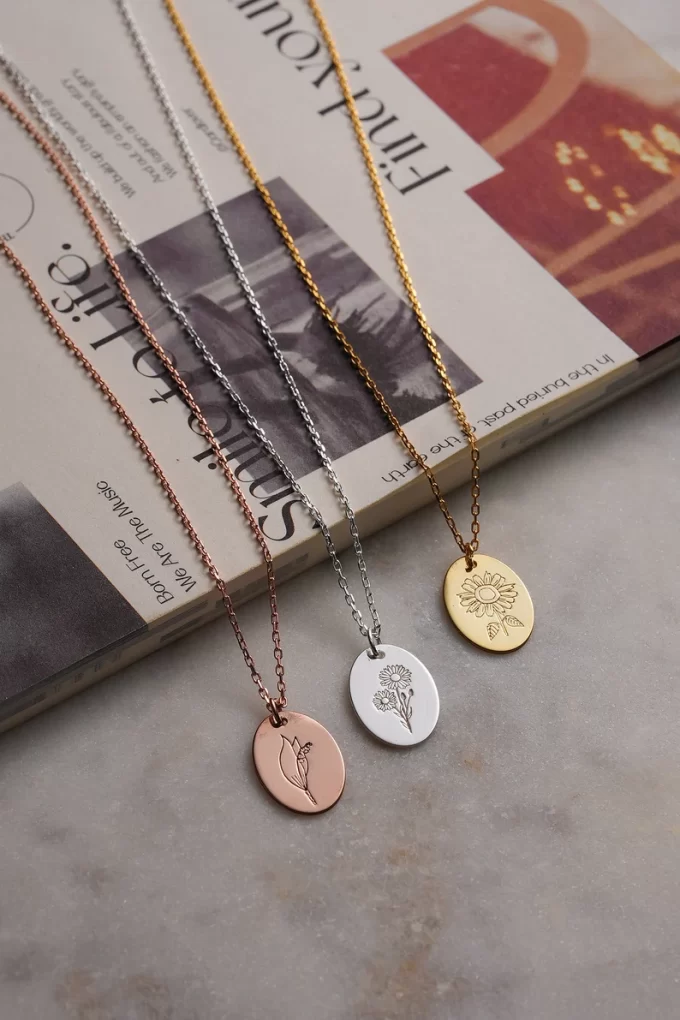 minimalist dainty rose gold white or yellow gold necklace