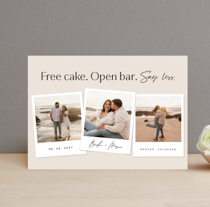 polaroid inspired save the date card