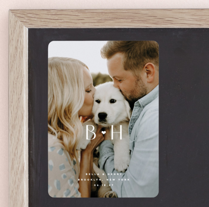save the date photo magnet with dog
