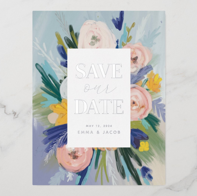 spring floral save the date card