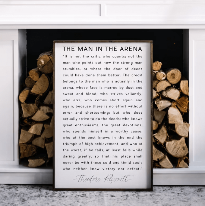 the man in the arena wall art - best wood sign gifts