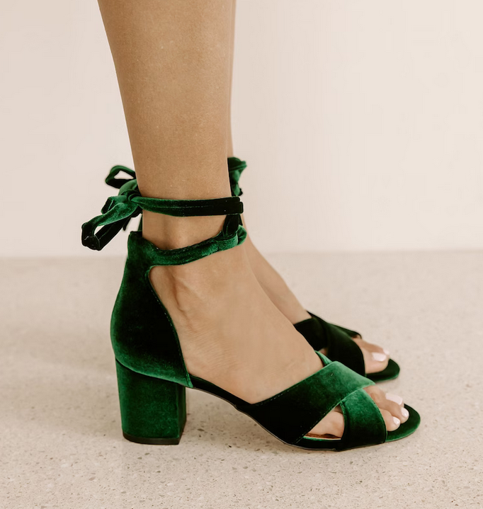 velvet low block heel winter wedding guest shoes