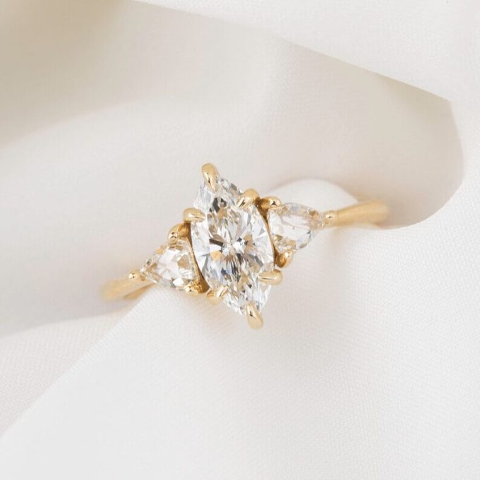 3-stone marquise vintage inspired engagement rings