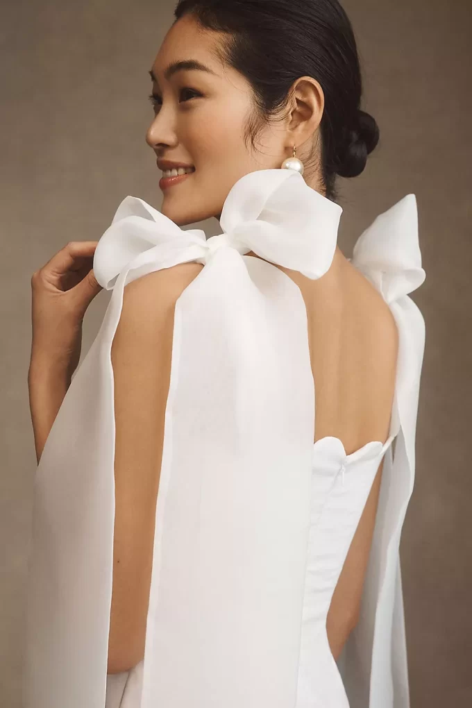 Bow Tie Strap Wedding Shower Mini Dress