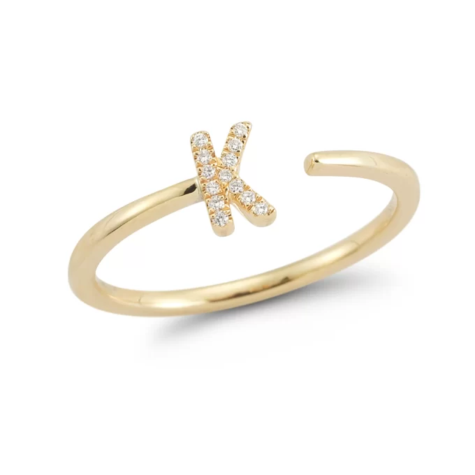 diamond and gold initial ring