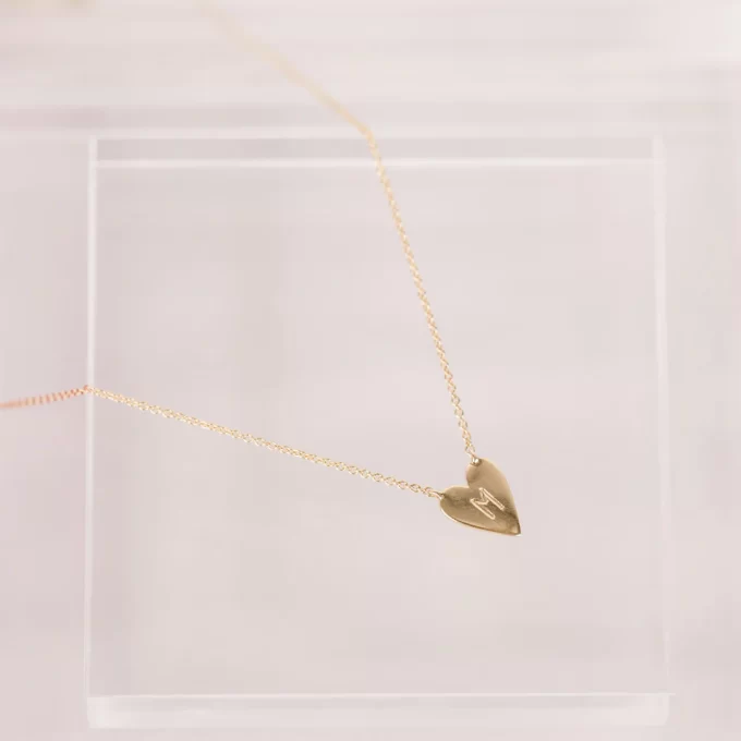 engraved gold heart necklace