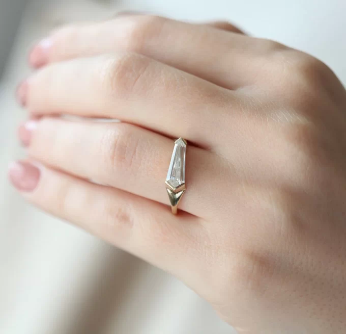 Shield Shape Engagement Ring