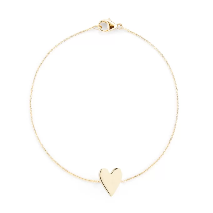 yellow gold heart bracelet for her