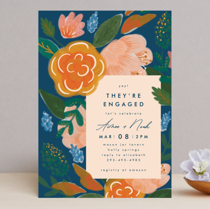 floral print yay they're engaged invitations
