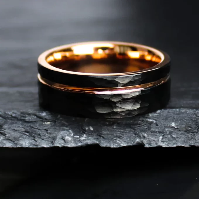 tungsten carbide ring with rose gold