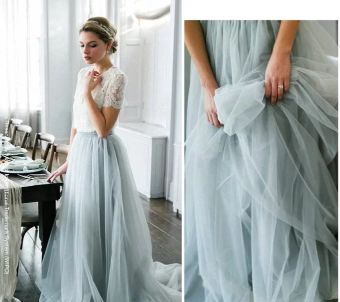 blue tulle skirt for bride