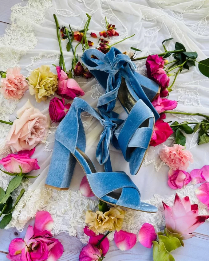 blue velvet wedding shoes