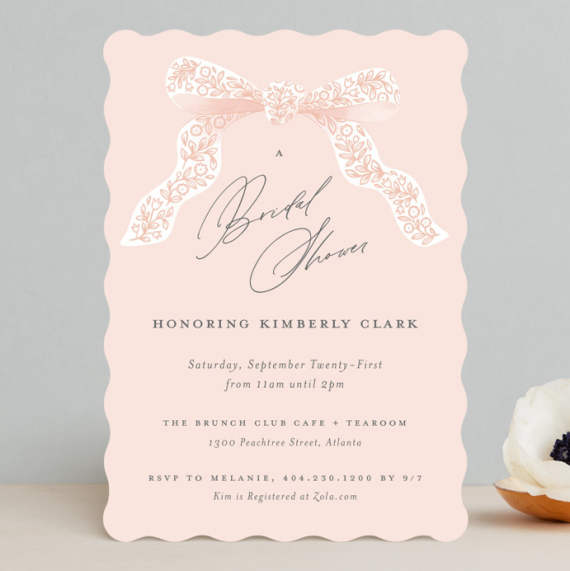 bow bridal shower invitation