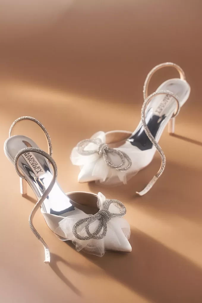 bridal bow heels by badgley mischka
