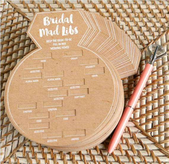 bridal shower mad libs game