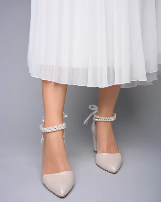 almond toe leather wedding shoes