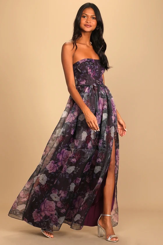 floral maxi dress with lavender