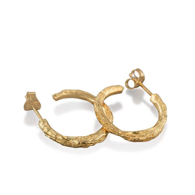 gold twig hoop earrings