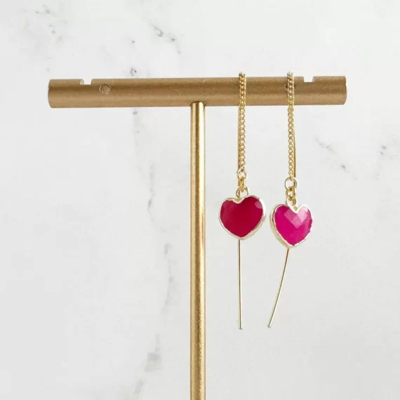 heart shaped earrings fuchsia