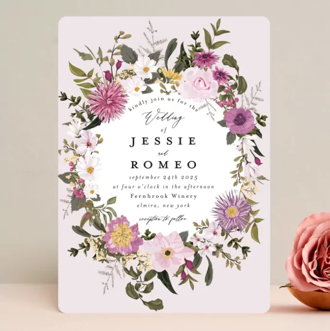 lilac wedding invitation