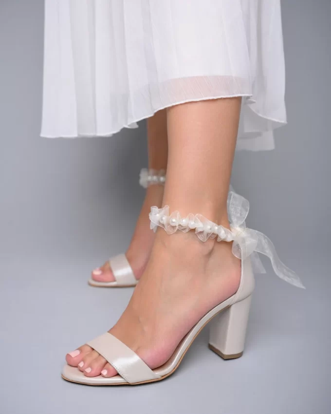 pearl and bow bridal heels